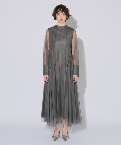 ANDRESD ドレス パイピングチュールドレス / piping tulle dress