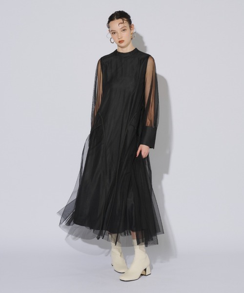 ANDRESD ドレス パイピングチュールドレス / piping tulle dress