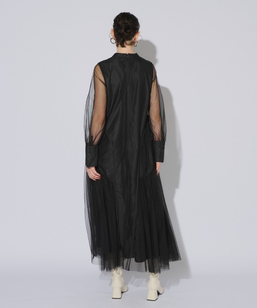 【オケージョンドレス】パイピングチュールドレス ANDRESD ドレス パイピングチュールドレス / piping tulle dress
