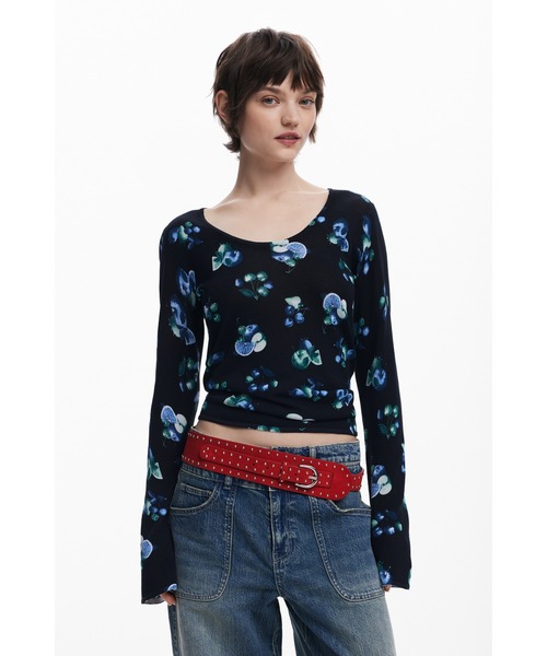 ニット セーター JERSCOOL WESTERNANET ミッドナイトフローラル Vネックニット レディース