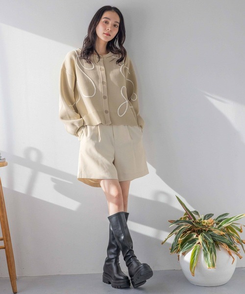 LOWRYS FARM カーディガン エンブロイダリー2WAY