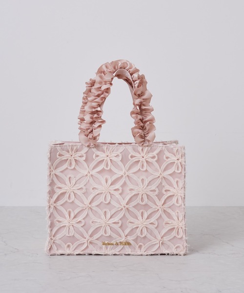 Maison de FLEUR トートバッグ チュールフラワーフリルスクエア