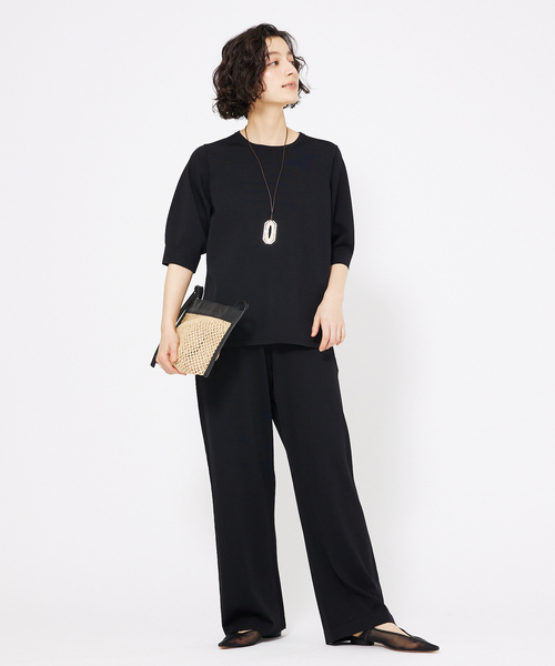 qualite tシャツ レーヨンストレッチボートネックニット