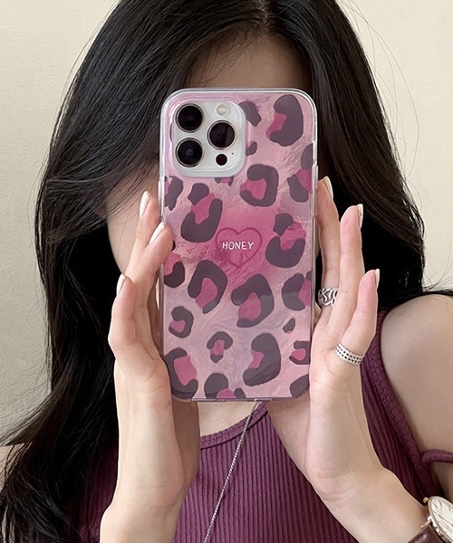c.u.l スマホケース ピンクレオパード ヒョウ柄 iPhoneカバー