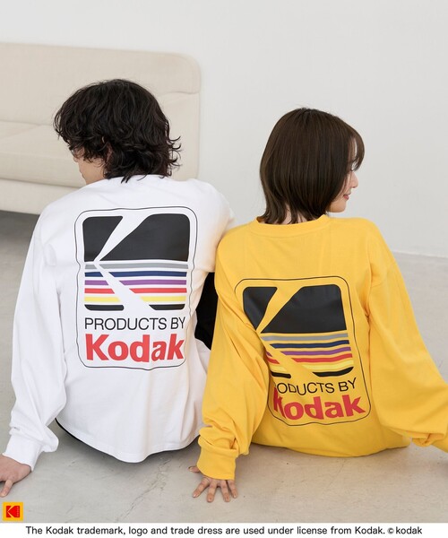 【KODAK】 ビッグロゴグラフィック長袖Tシャツ★大人気★ coen tシャツ 「Kodak/コダック」ロゴアイコンプリントロングT