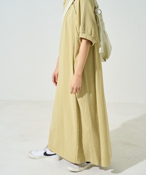 ワンピース 限定展開　ピグメント加工ワッフル切替半袖ワンピース | FREAK'S STORE | 15