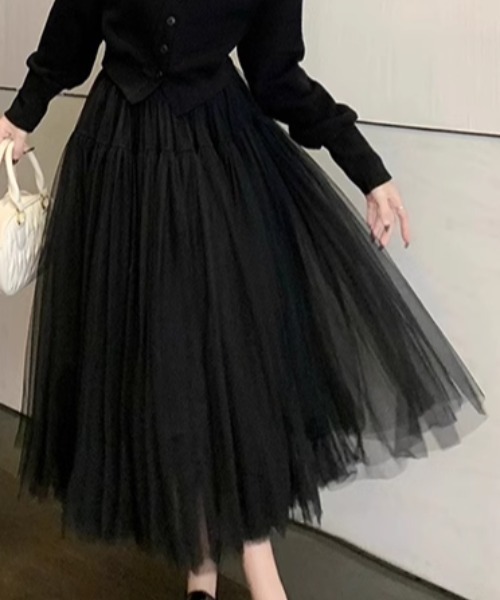 【CLANE美品】ボリュームスカート　ブラック　チュールスカート VOLUME FLARE SKIRT｜SKIRT/PANTS(スカート/パンツ)｜CLANE