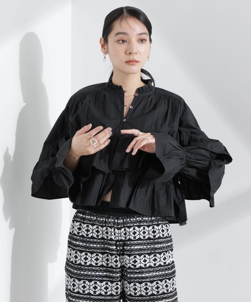 ブラウス シャツ Sara mallika/COTTON VOLUMEFRILL SHORTBLOUSE レディース sara mallika ブラウス シャツ Sara mallika/COTTON VOLUMEFRILL