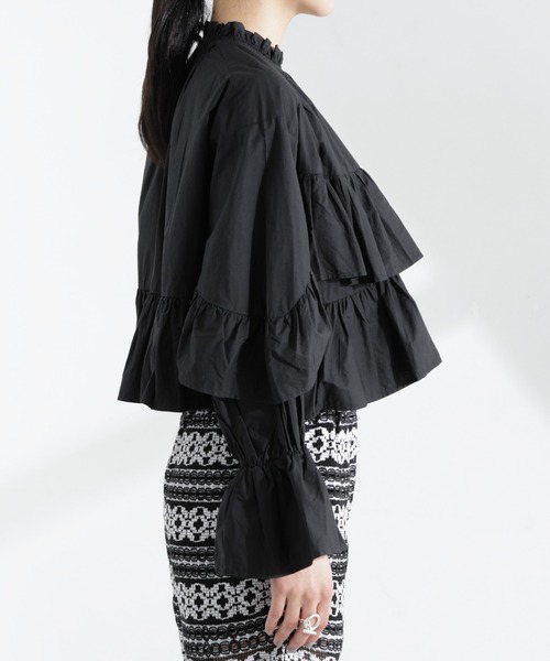 ブラウス シャツ Sara mallika/COTTON VOLUMEFRILL SHORTBLOUSE レディース NANO universe｜Sara mallika/COTTON VOLUMEFRILL SHORTBLOUSE