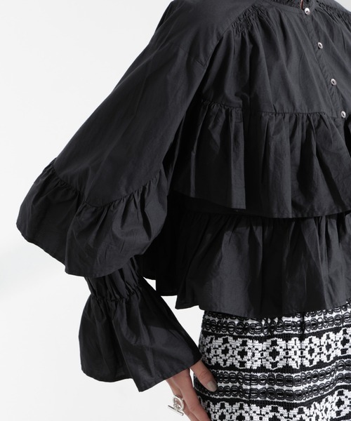 ブラウス シャツ Sara mallika/COTTON VOLUMEFRILL SHORTBLOUSE レディース sara mallika ブラウス シャツ Sara mallika/COTTON VOLUMEFRILL