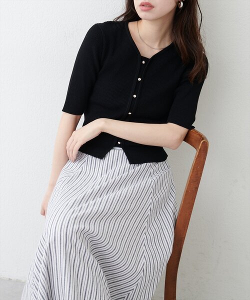 natural couture ニット セーター 前あきカーデ風ニット レディース