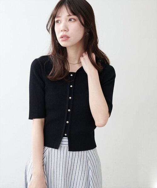 natural couture ニット セーター 前あきカーデ風ニット レディース