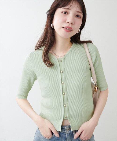 natural couture ニット セーター 前あきカーデ風ニット