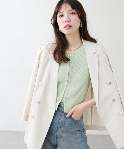 natural couture ニット セーター 前あきカーデ風ニット