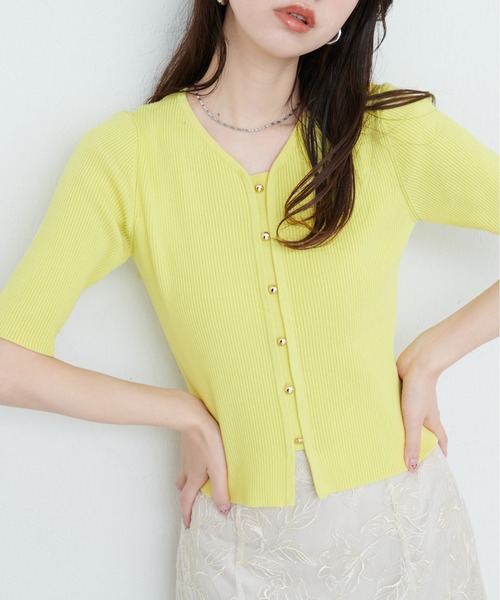natural couture ニット セーター 前あきカーデ風ニット