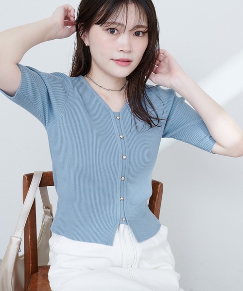 ニット セーター ウィメンズ シアー コンビネーション ニット / 155250 771N レディース ニットセーター レディース セーター 長袖ニット Vネックニット