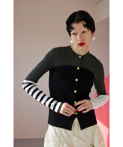 トップス OMMO BUSTIER DOCKING BORDER KNIT CD OMMO ONLINE STORE