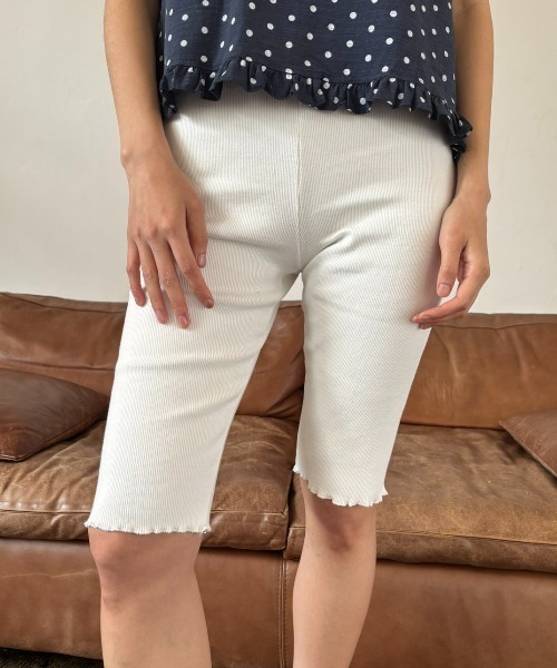 FUULLY STUDIO パンツ ストレッチリブバイカーパンツ レディース