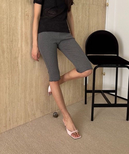 FUULLY STUDIO ハーフパンツ パンツ 短パン ストレッチリブバイカー