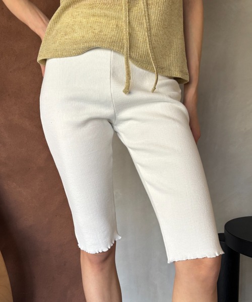 FUULLY STUDIO パンツ ストレッチリブバイカーパンツ レディース