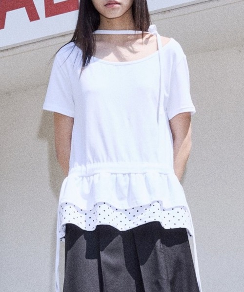 tシャツ PLACE STUDIO／レイヤードドットフリルT レディース