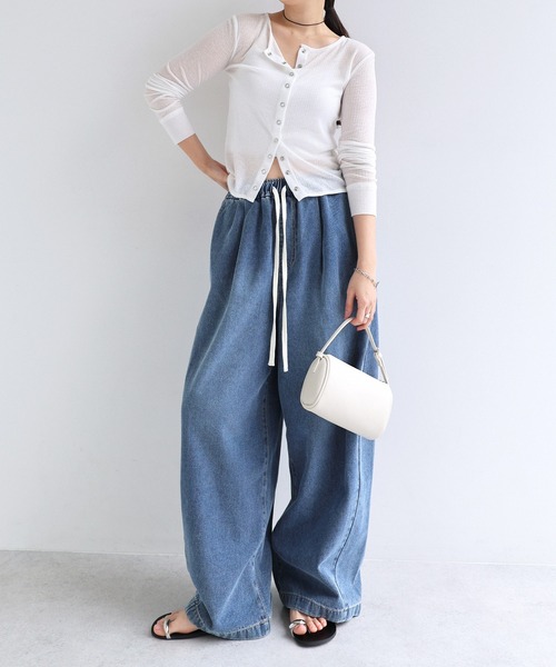 Freesia tシャツ シアーテレコリブ長袖カーディガン レディース