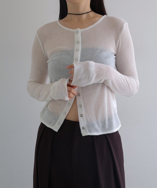 tシャツ シアーテレコリブ長袖カーディガン レディース | Freesia（andme） | 05