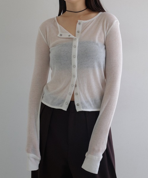 tシャツ シアーテレコリブ長袖カーディガン レディース | Freesia（andme） | 06