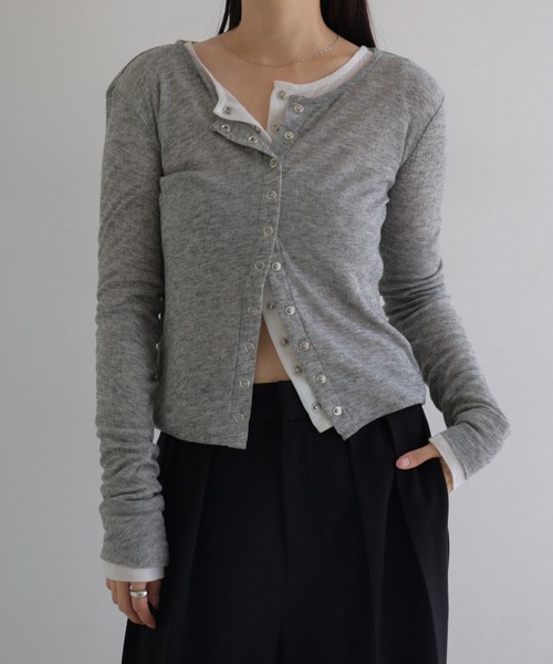 tシャツ シアーテレコリブ長袖カーディガン レディース | Freesia（andme） | 10