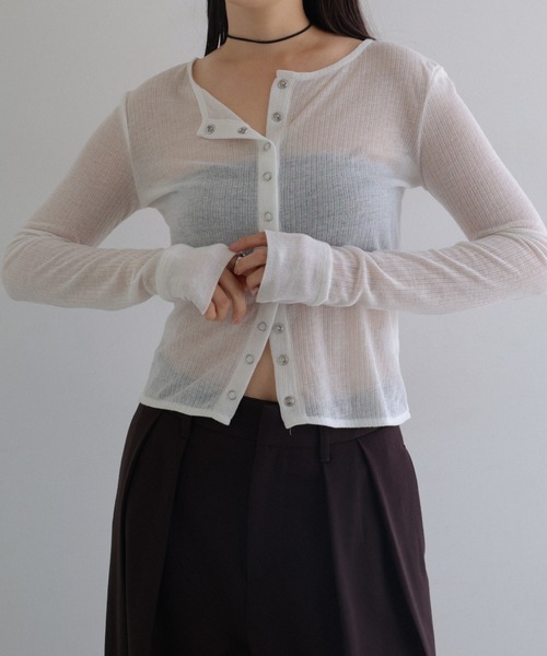 tシャツ シアーテレコリブ長袖カーディガン レディース | Freesia（andme） | 07