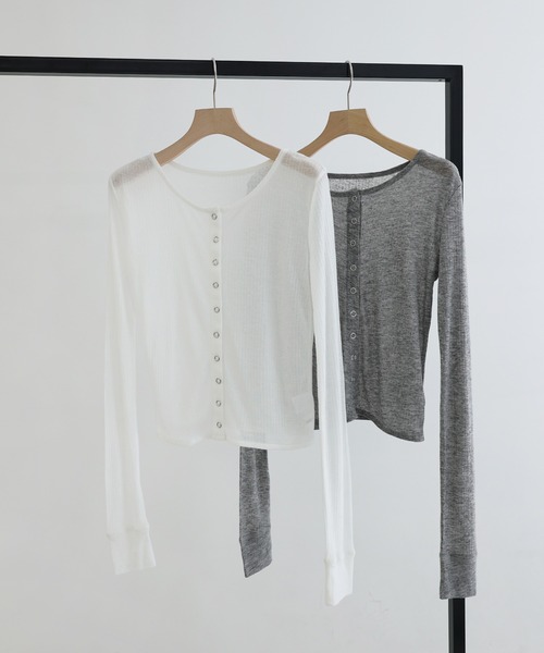 tシャツ シアーテレコリブ長袖カーディガン レディース | Freesia（andme） | 24
