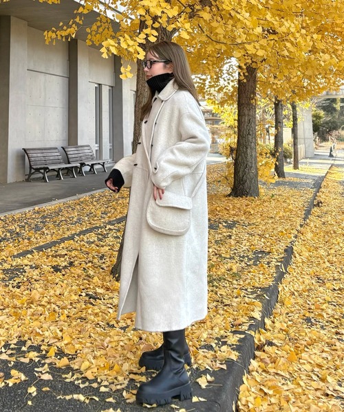ステンカラーコート コート toggle button double breasted coat