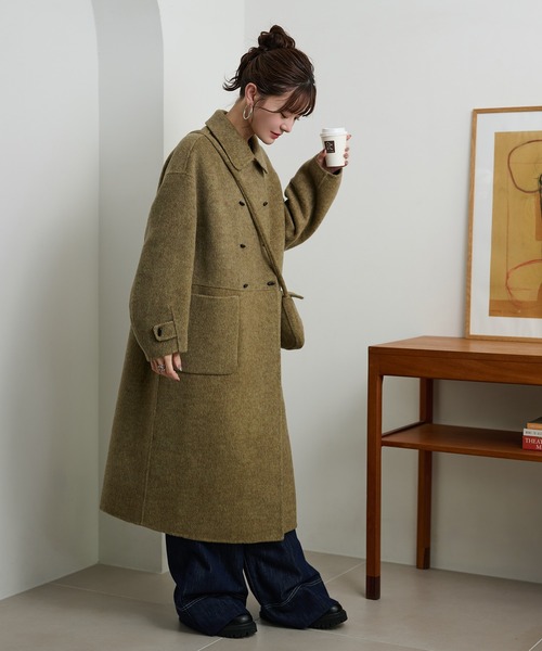 ステンカラーコート コート toggle button double breasted coat