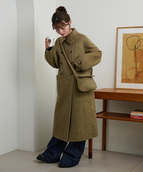 ステンカラーコート コート toggle button double breasted coat