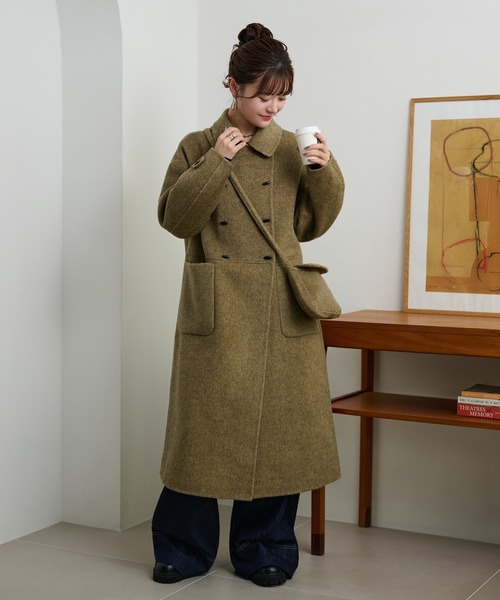 ステンカラーコート コート toggle button double breasted coat
