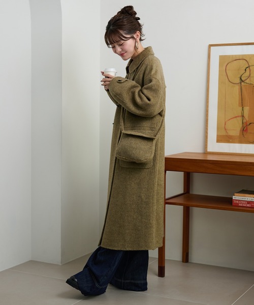 ステンカラーコート コート toggle button double breasted coat