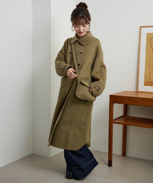 ステンカラーコート コート toggle button double breasted coat