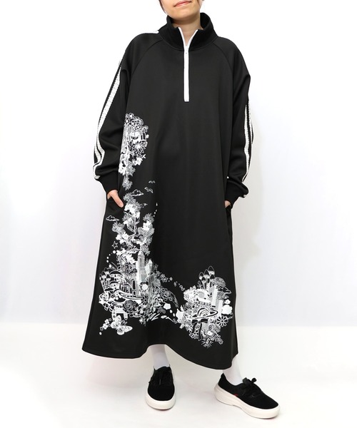 【新品】NOBLEワンピース ScoLar（スカラー） ワンピース 153620：風景柄ハーフジップジャージ