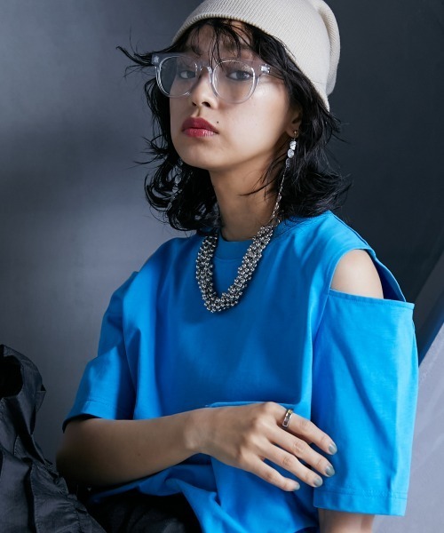 「GEVS.」 半袖カットソー 4L ブルー レディース_画像2