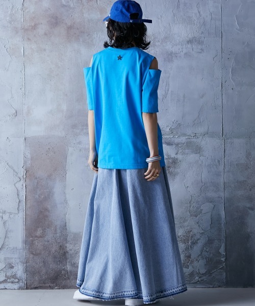 「GEVS.」 半袖カットソー 4L ブルー レディース_画像6