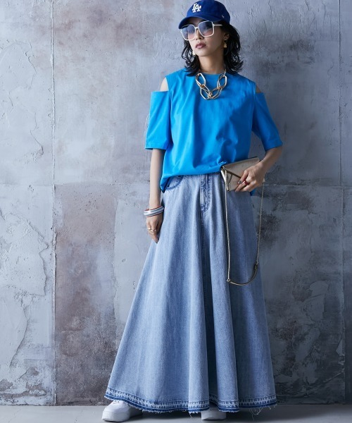 「GEVS.」 半袖カットソー 4L ブルー レディース_画像7