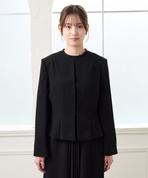 あんこ24　emmi ノーカラージャケット 黒 AIMER（エメ） 喪服 ジャケット ノーカラージャケット 「喪服・礼服