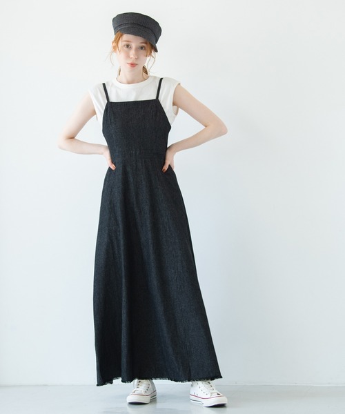 「Crisp」 キャミソールワンピース FREE ネイビー レディース_画像6