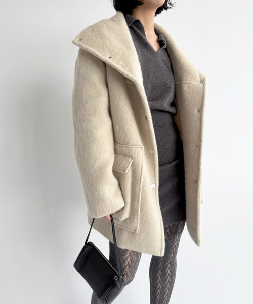 Hella別注 コート　EDIT FOR LULU カーキ EDIT.FOR LULU｜【Hella/ヘラ】別注HIGHNECK BATTING コート | Rakuten