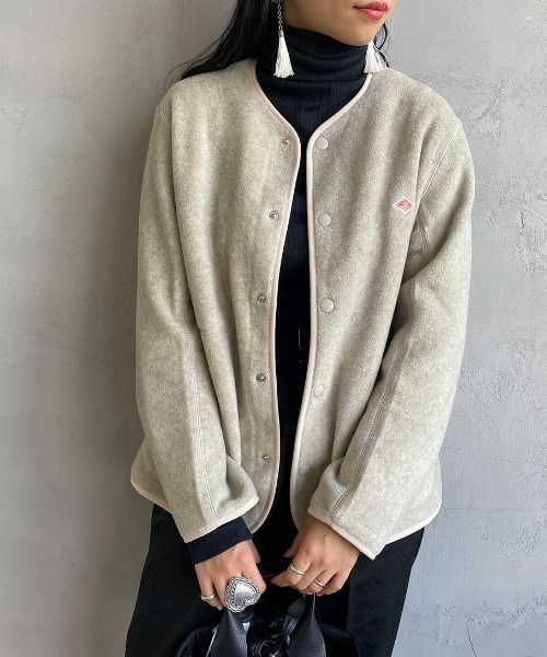 新品DANTON（ダントン）ノーカラー フリース ジャケット36（M） ベージュ Danton（ダントン） ノーカラージャケット 36 ベージュ レディース