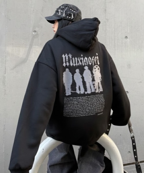 lilful パーカー 裏起毛フロントロゴバックプリントパーカー メンズ