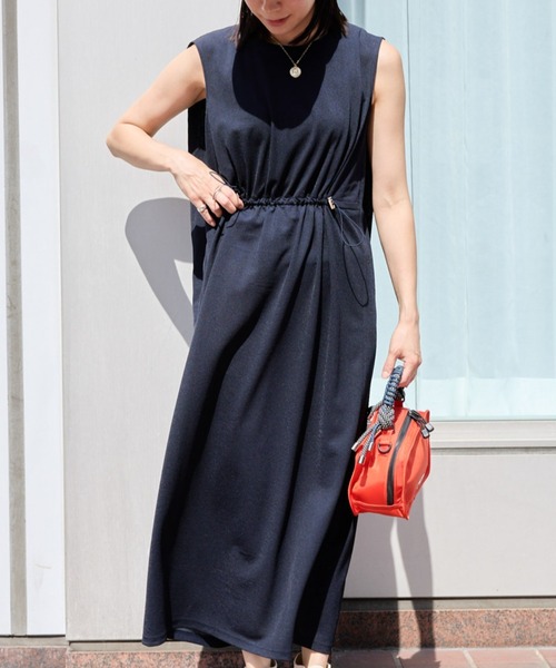 「saloon」 「innowave」ノースリーブワンピース FREE ネイビー レディース_画像3