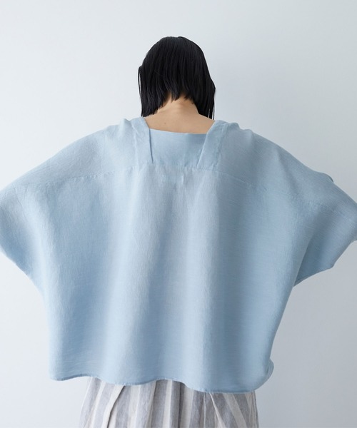 「Plantation」 半袖ブラウス M size ブルー レディース_画像7