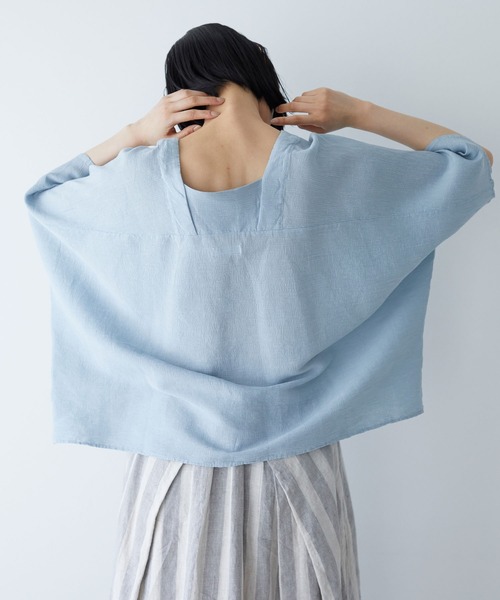 「Plantation」 半袖ブラウス M size ブルー レディース_画像8