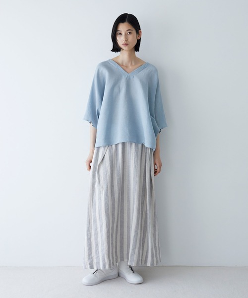 「Plantation」 半袖ブラウス M size ブルー レディース_画像9